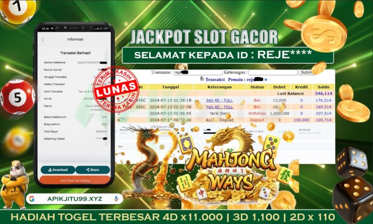 SLOT MAHJONG WAYS – APIKJITU 13 JULI 2024