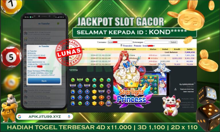 Bukti JP Slot starlight princess 1000 – APIKJITU 1 AGUSTUS